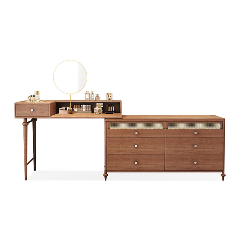 Coiffeuse avec miroir lumineux, 4 tiroirs, prise de courant
