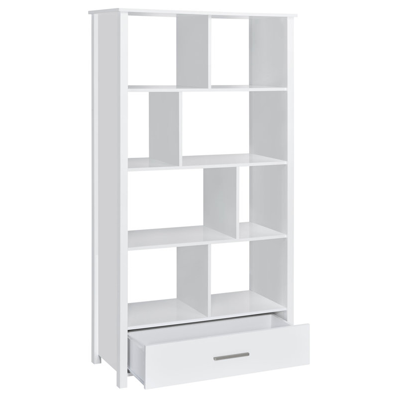 Bibliothèque de rangement à 4 tablettes, Blanc brillant