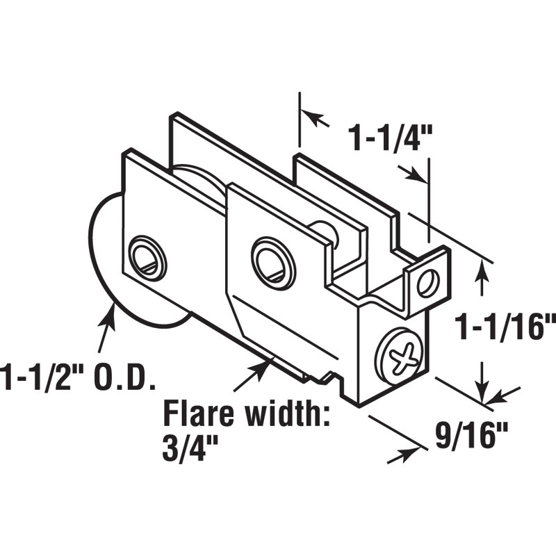 Rouleau de roulement à billes en acier de 1-1 / 2 po Prime-Line (paquet simple)