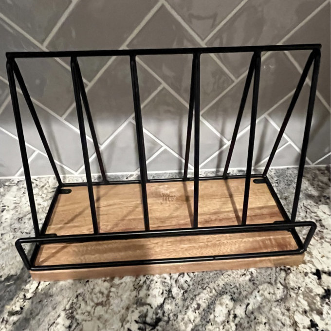 Acacia Wood Metal Wire Countertop Book Stand