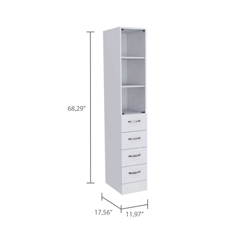 Ensemble de salle de bain 2 pièces, meuble-lavabo autoportant Acra + armoire à linge Magna, blanc