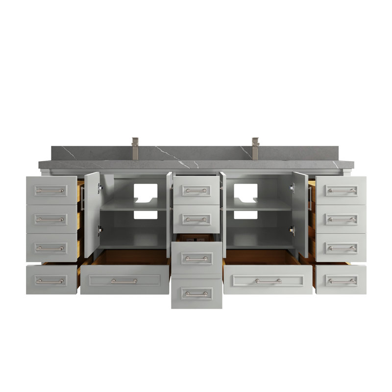 Ensemble de meuble-lavabo double 84 po Aberdeen, Gris Piatra, Gris Coventry