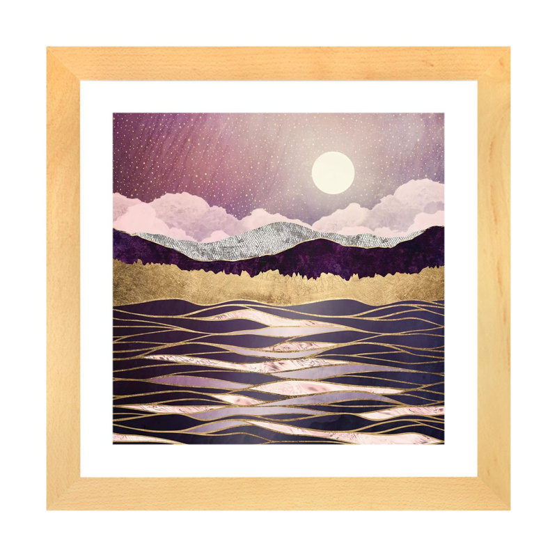 " Lunar Waves ", 16" H x 16" W x 1" D, Natural Paper Framed