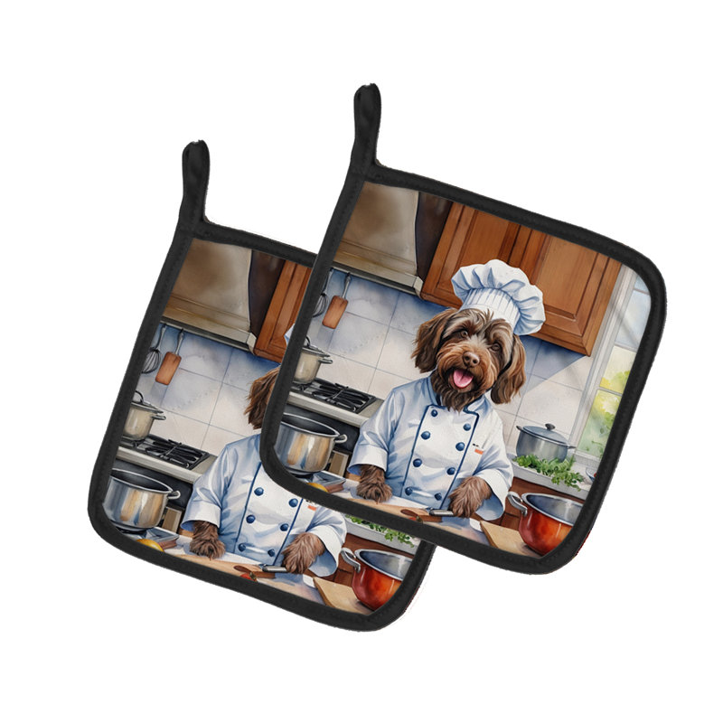 Caroline's Treasures The Dog Chef Polyester Potholder Set