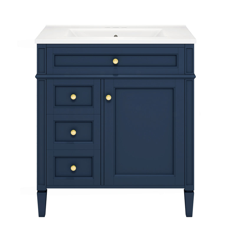 Meuble-lavabo de 30 po avec lavabo supérieur, meuble-lavabo moderne avec 2 tiroirs et tiroir escamotable, meuble-lavabo simple