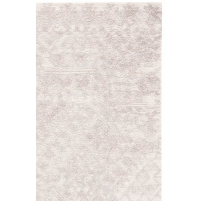 Jaquelene Hand Tufted Wool/Cotton Southwestern Rug in Gray/Ivory
