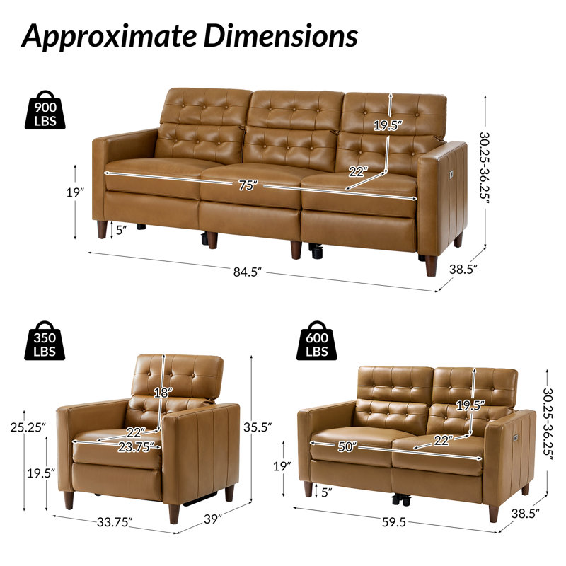 Peele Power Sectional Sofa, Camel
