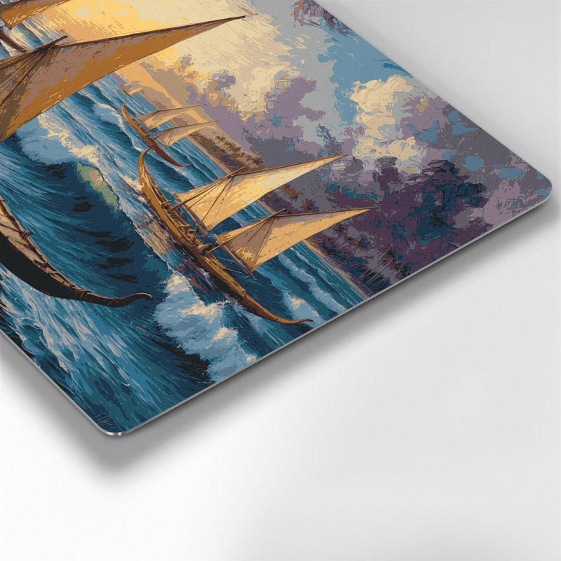 Hawaiian Outrigger Canoes, art mural en métal rose, H 20 po x l 24 po