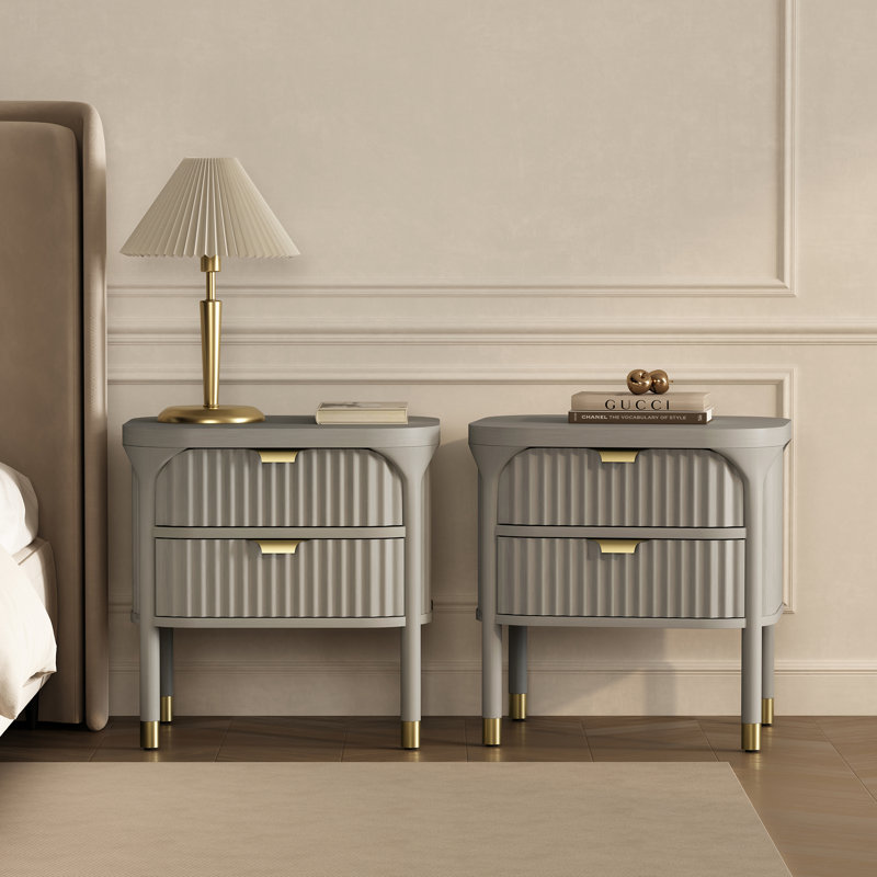 Table de chevet 2 tiroirs Parkwood, Gris