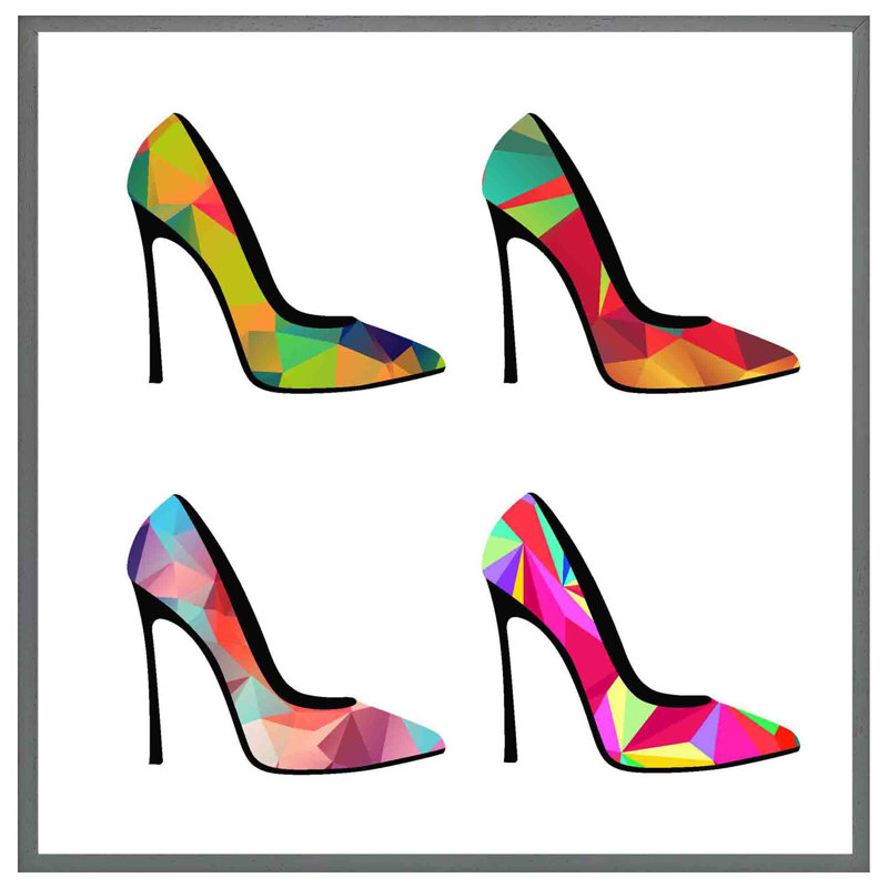 Merrillan Geometric High Heels - Single Picture Frame Print, 41cm H x 41cm W x 4cm D, Black Framed