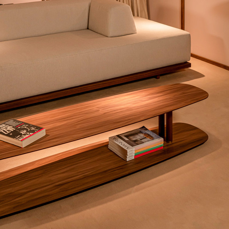 Axis Solid Wood Single Coffee Table, Walnut