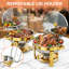 Ensemble de 4 chafing dishes ronds en acier inoxydable plaqué or de 6 pintes avec couvercles en verre – Service de buffet et de fondue haut de gamme pour fêtes, buffets, mariages et anniversaires – Lot de 4