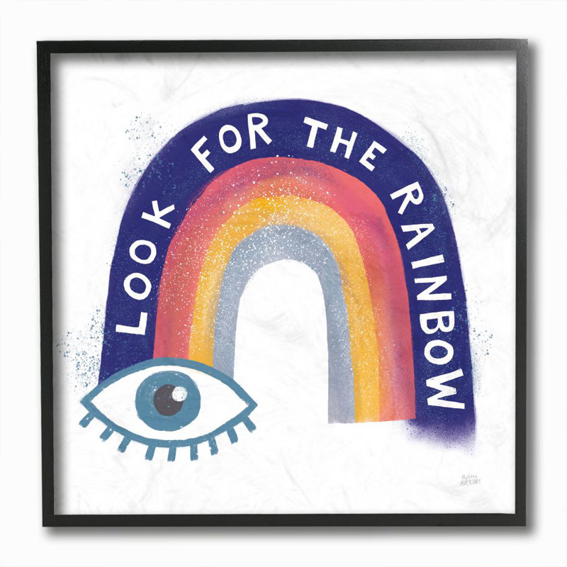 Inspirational Rainbow Quote Eye Symbols 12" x 12" Black Framed Wall Art