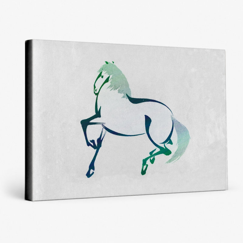 Cheval cabré - art mural sur toile paysage, 36" W x 24" H