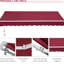 Auvent rouge rétractable, cadre en aluminium 12 pi x 8 pi. 280 g / m² et tissu hydrofuge, pour terrasse, balcon, auvent rétractable de 8 pi dans la cour, abri de soleil pour patio avec manivelle. Cadre de la cour.