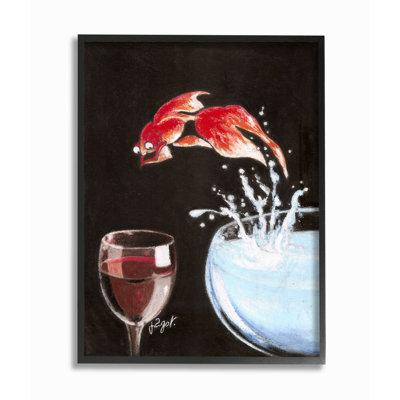 " Fish Leaping Into Wine Glass Funny " by Jean-Pierre Got