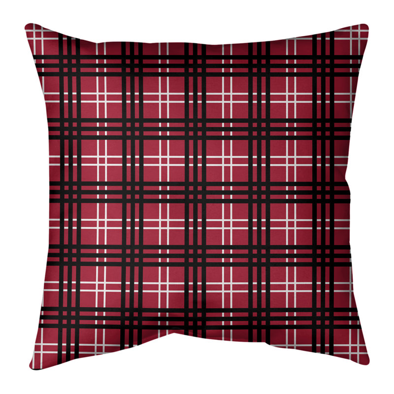 Housse de coussin carré et insert, 18" x 18", Rouge / blanc / noir, Polyester / bourre de polyester