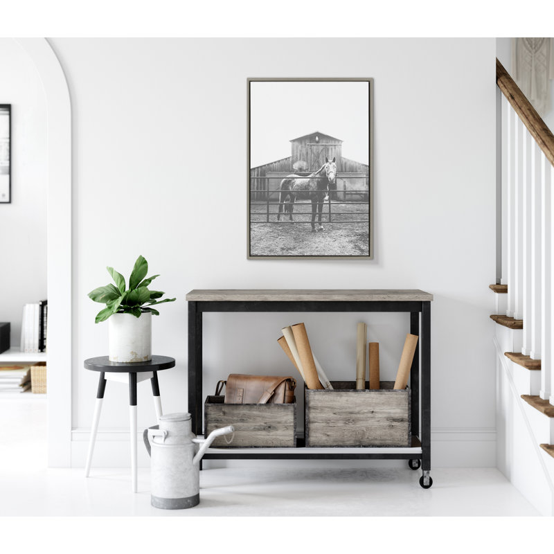 «Modern Farmhouse Horse Black and White» par Patricia Hasz de Patricia Rae, reproduction d'art sur toile encadrée