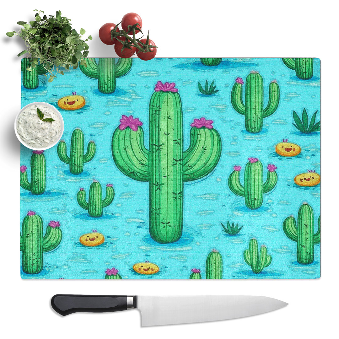 Cactus Art Vol.3  Glass Chopping Board