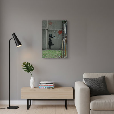 Girl With Heart Balloon Graffiti Canvas
