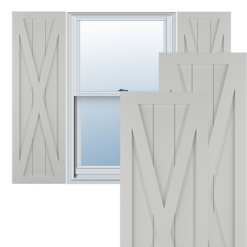 Volets à fixation fixe en PVC True Fit, 15", Gris grêle, 30"