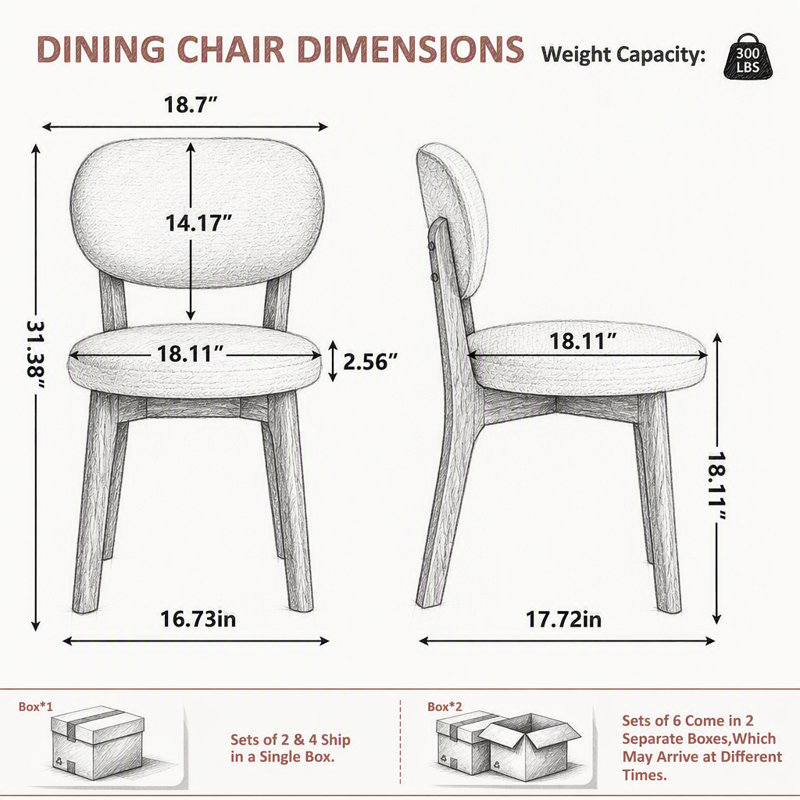 Ensemble de 2 chaises de cuisine rembourrées en chenille en bois massif de style campagnard Middleton