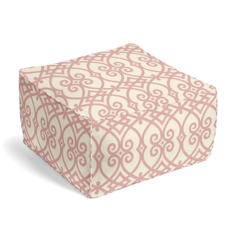 Upholstered Pouf, Shrimp Linen Blend/Rayon/Viscose