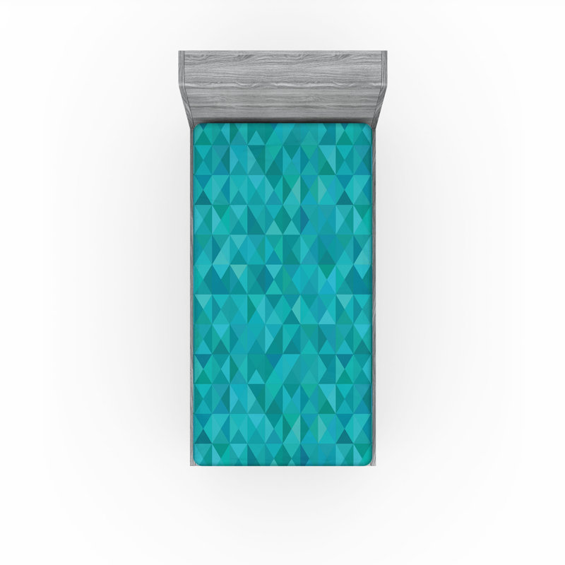 Drap-housse orange Ambesonne, Formes géométriques turquoise / turquoise, Drap-housse pour lit simple TG
