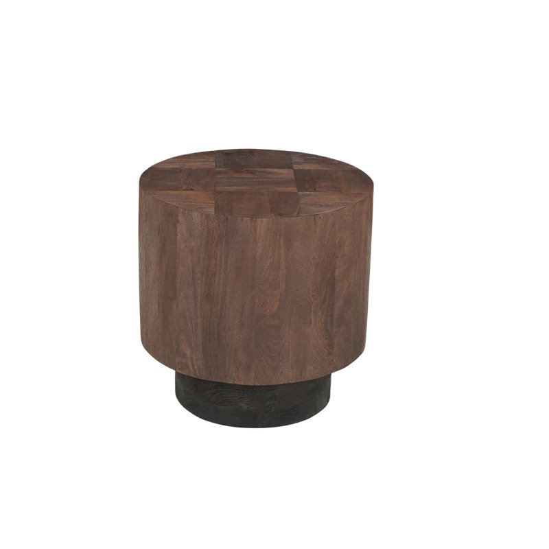 Solid Mango Wood Round End Table, Brown