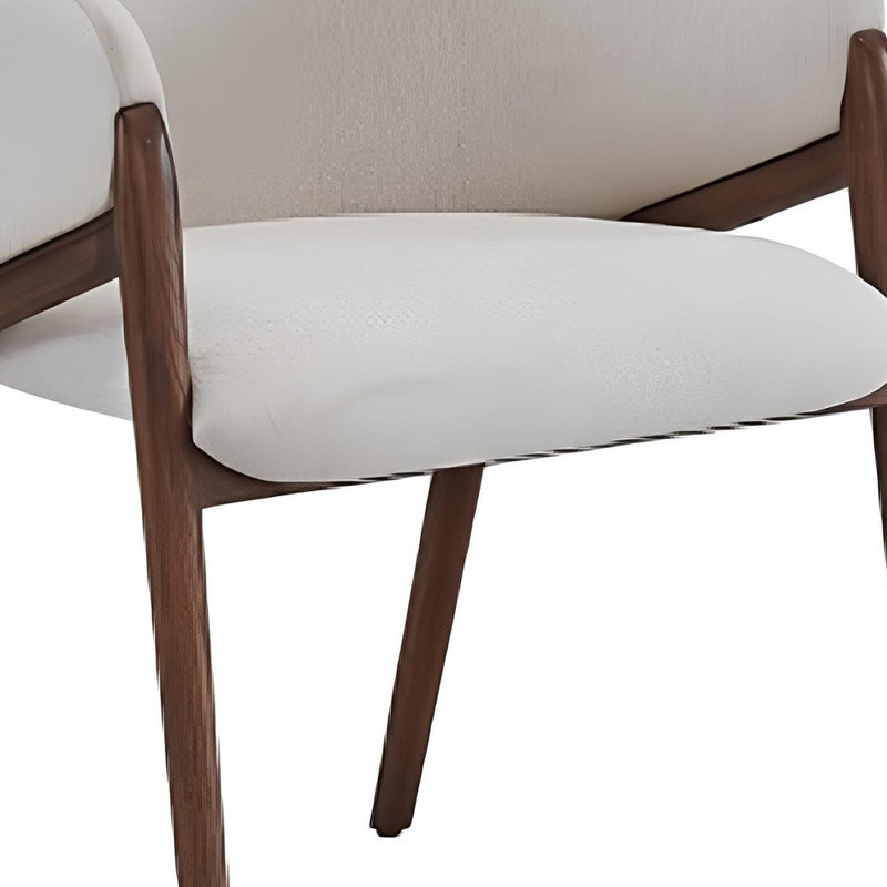 Fauteuil de salle à manger rembourré en tissu crème et brun