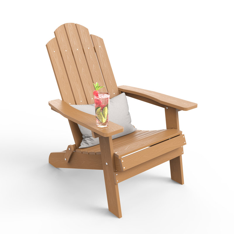 Fauteuil Adirondack pliable durable et surdimensionné toutes saisons pour installation facile et facile à entretenir avec support de charge de 400 lb pour le porche, le jardin, la cour, le patio, la terrasse, le foyer, le teck