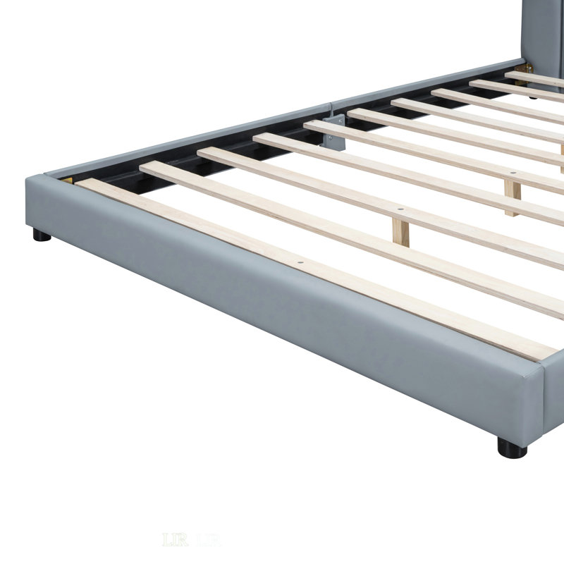 Upholstered Platform Bed, Gray