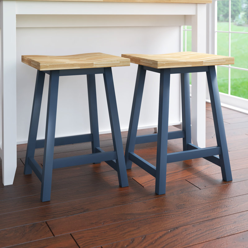Spence Solid Wood Counter Stool with Solid Wood Frame, Franklin Blue