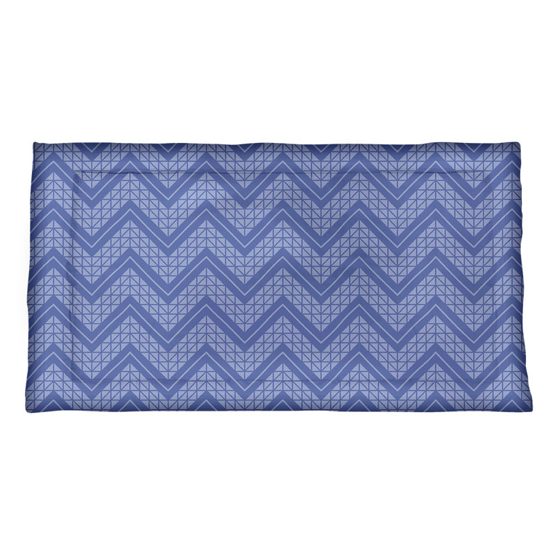 Taie décorative à chevrons Rhonda Cheval, Très grand, Polyester, Bleu / Gris / Noir