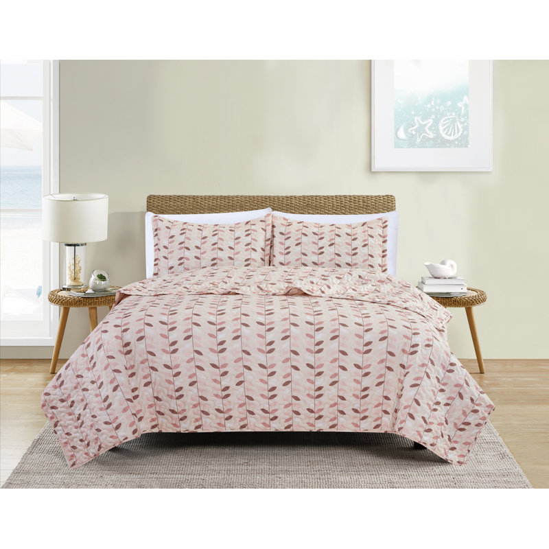 Polyester Satin Floral Quilt, Twin Quilt + 1 Sham