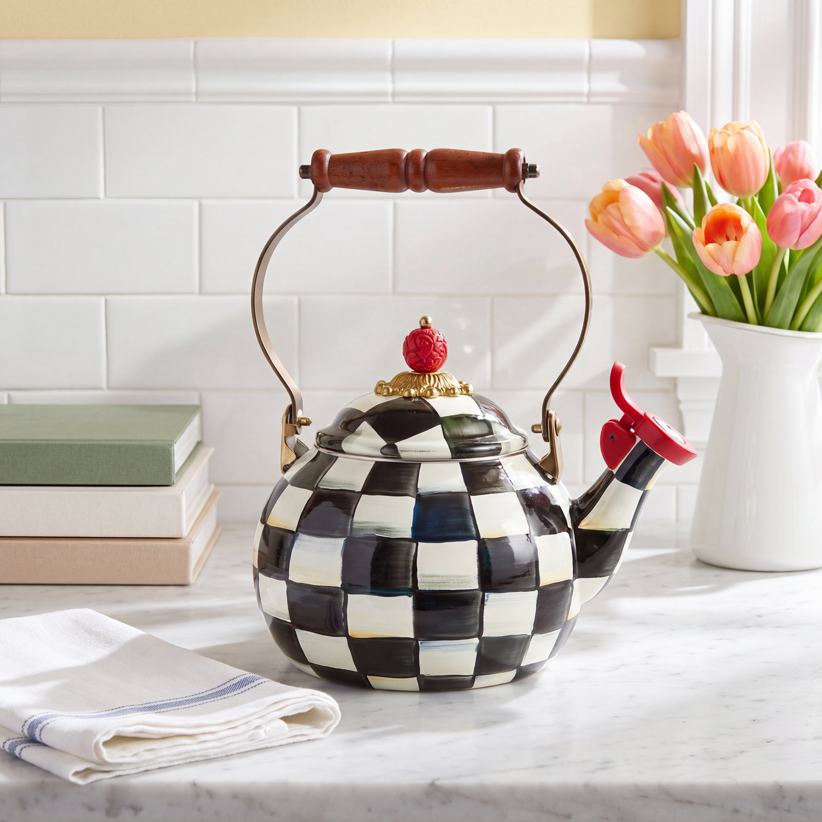 MacKenzie Childs Courtly Check® Whistling Tea Kettle