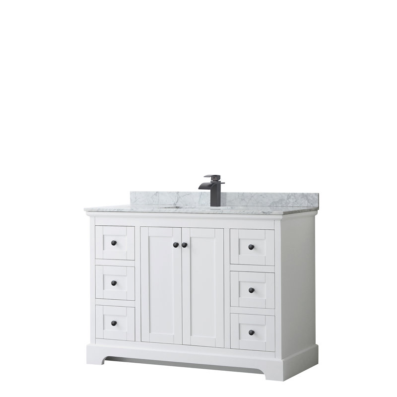Ensemble de meuble-lavabo simple 48 po Avery, Blanc, Or brossé