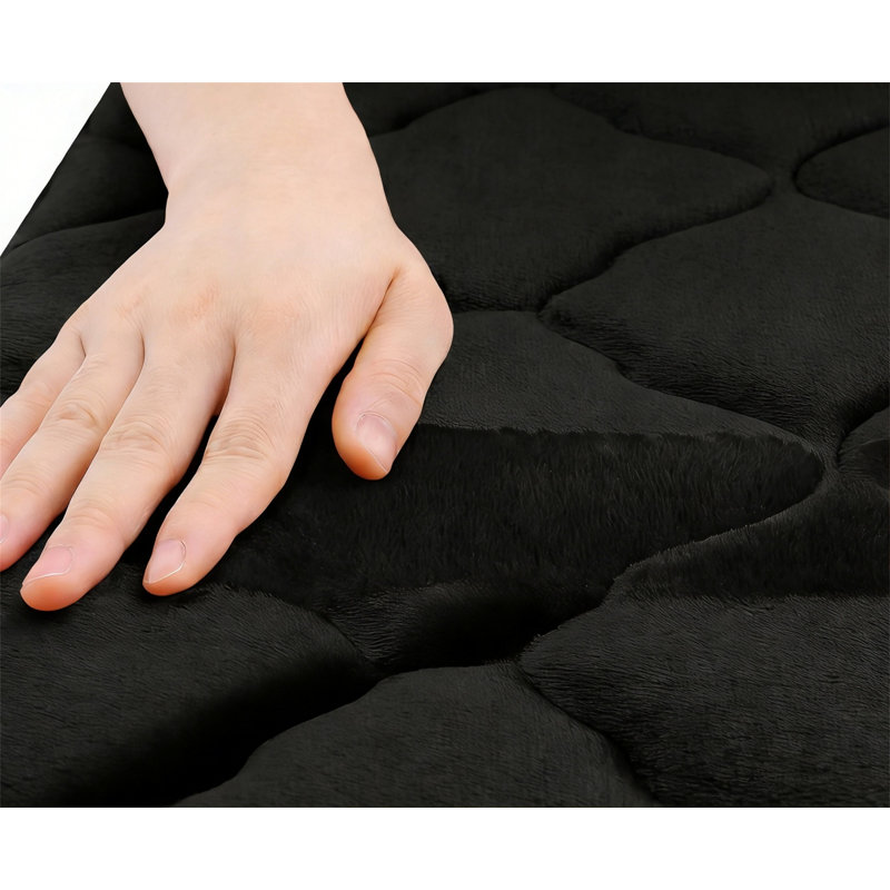 Memory Foam Bath Mat,  Soft Absorbent Non-Slip Bathroom Rug, Machine Washable, Black, 24"X16", Black