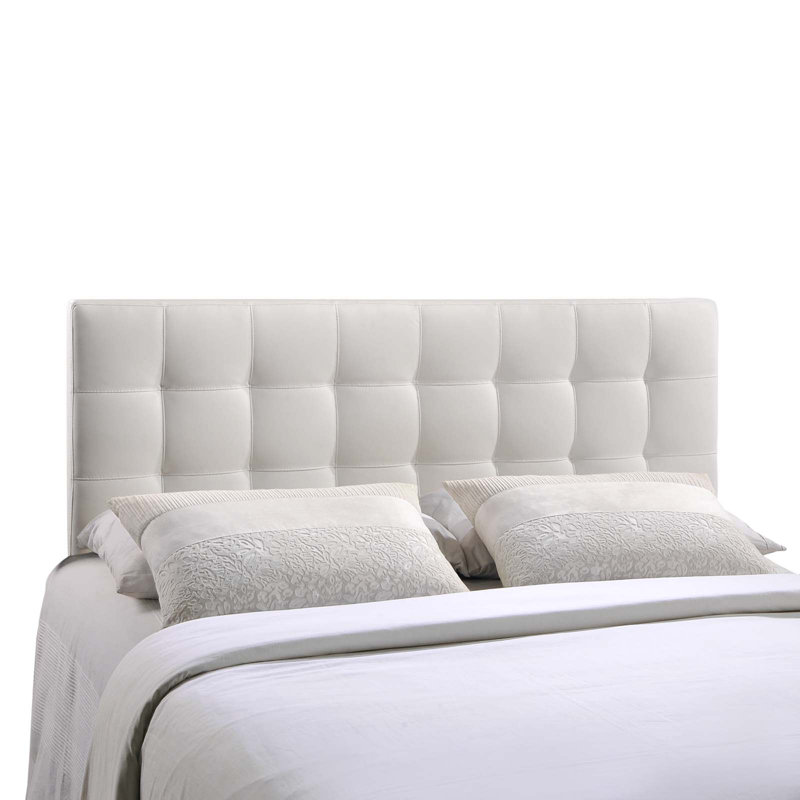 Lily Off-White Tufted Leather Queen Headboard