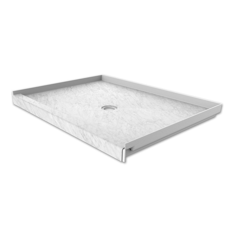 FlexStone® 48"W x 34"D Alcove Shower Base with Center Drain in Frost, Frost