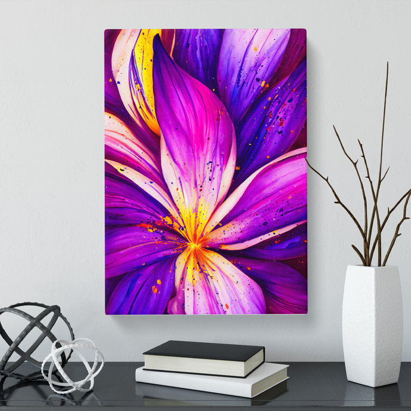 Cassini Iris Flower Splatter Vol.1 - Wrapped Canvas, 50cm H x 35cm W x 3cm D