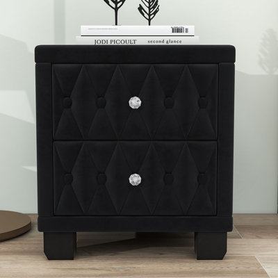 Nightstand with 2 Drawers and Button-Tufted