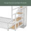 Lit superposé simple au-dessus d'un lit double en métal avec escalier de rangement et garde-robe ouverte-1776516643
