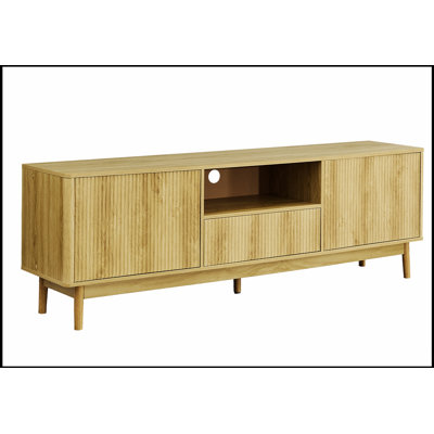 Mid-Century 72 Inch TV Stand with Storage Cabinet and Drawers, Ideal for Modern Living and Media Entertainment Centers.