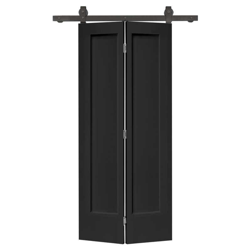 24 po x 80 po Porte de grange pliante à 1 panneau à 1 panneau avec quincaillerie coulissante | Idée de cadeau, 24 po x 80 po