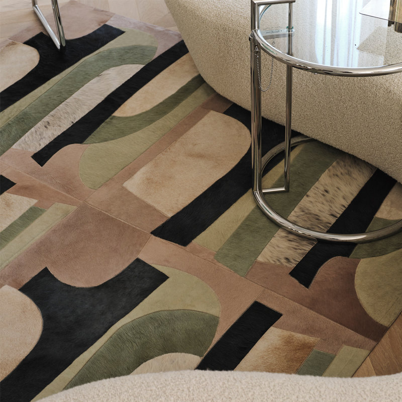 Art Hide X Greg Natale Cowhide Block Print Area Rug, Rectangle 5' x 8'