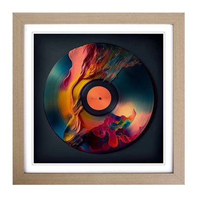 Vinyl Record Impressionism - Single Picture Frame Print on Wood