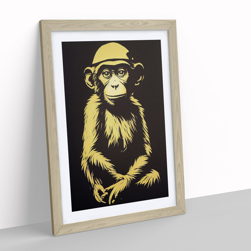 A Young Monkey No.1 - Framed Print, 46cm H x 34cm W, Oak