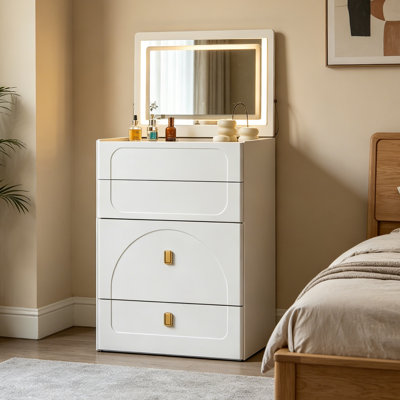 Meuble-lavabo compact 3 en 1 avec miroir à DEL rabattable et 3 modes d'éclairage réglables, tabouret de rangement