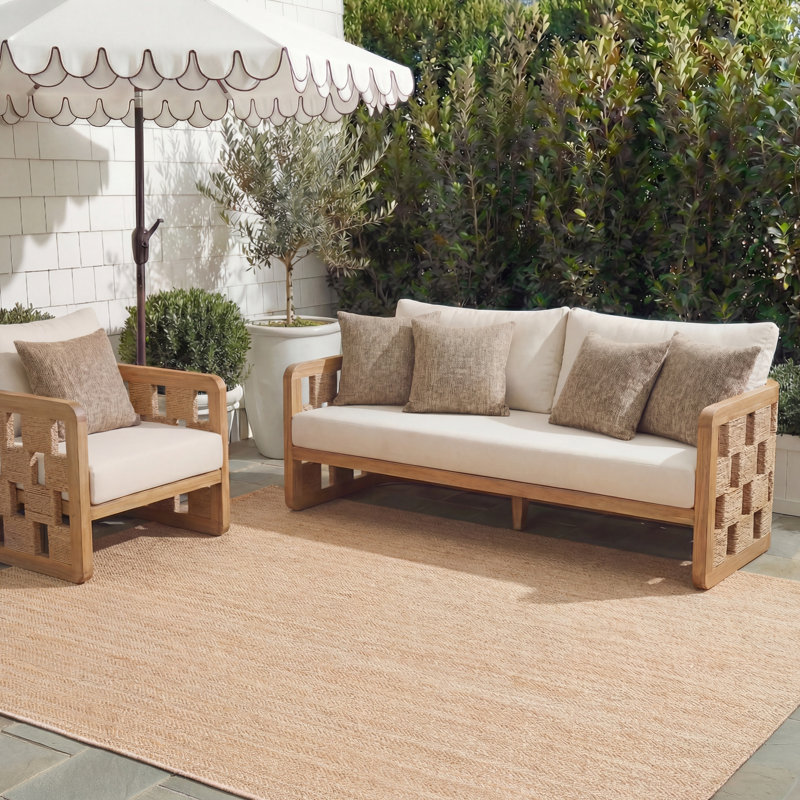 Tapis intérieur / extérieur beige Arneshia, Rectangle 8 pi x 11 pi, Beige